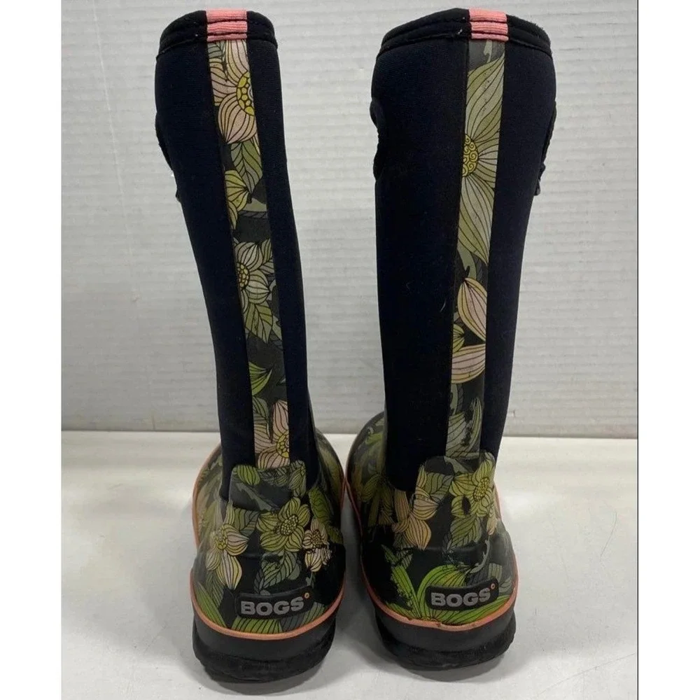 Bogs Classic High Stargazer Floral‎ Waterproof Rain garden Boots Black Green 6